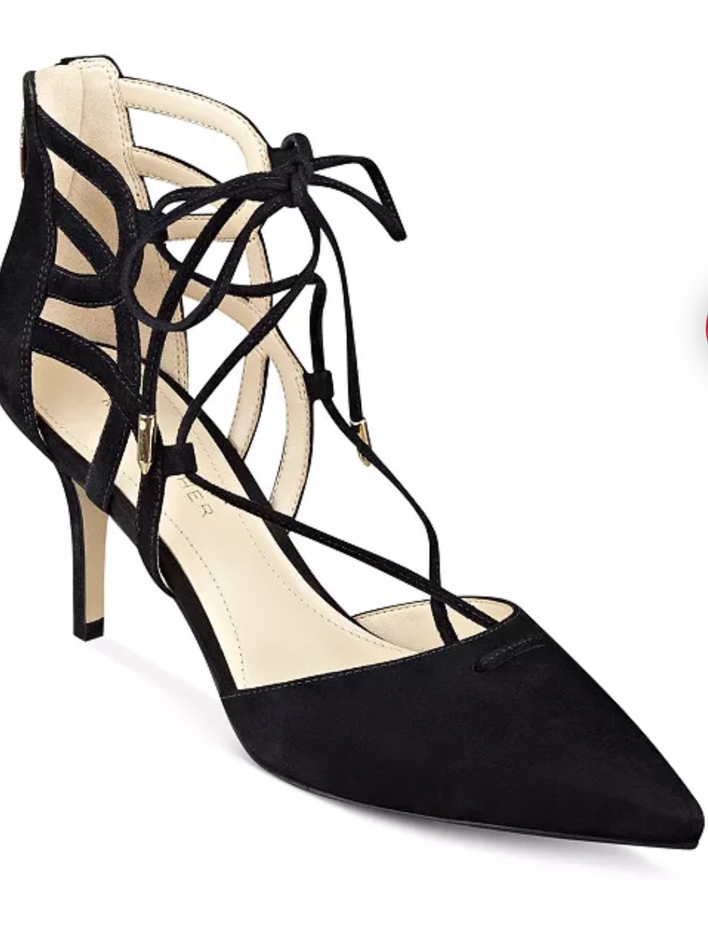 Marc Fisher Black Suede Lace-Up Pointed-Toe Pumps truthe sz 8 med